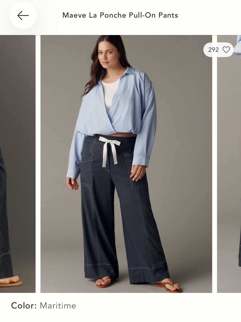 NEW Anthropologie Maeve Maritime Pull-On Wide Leg Pants